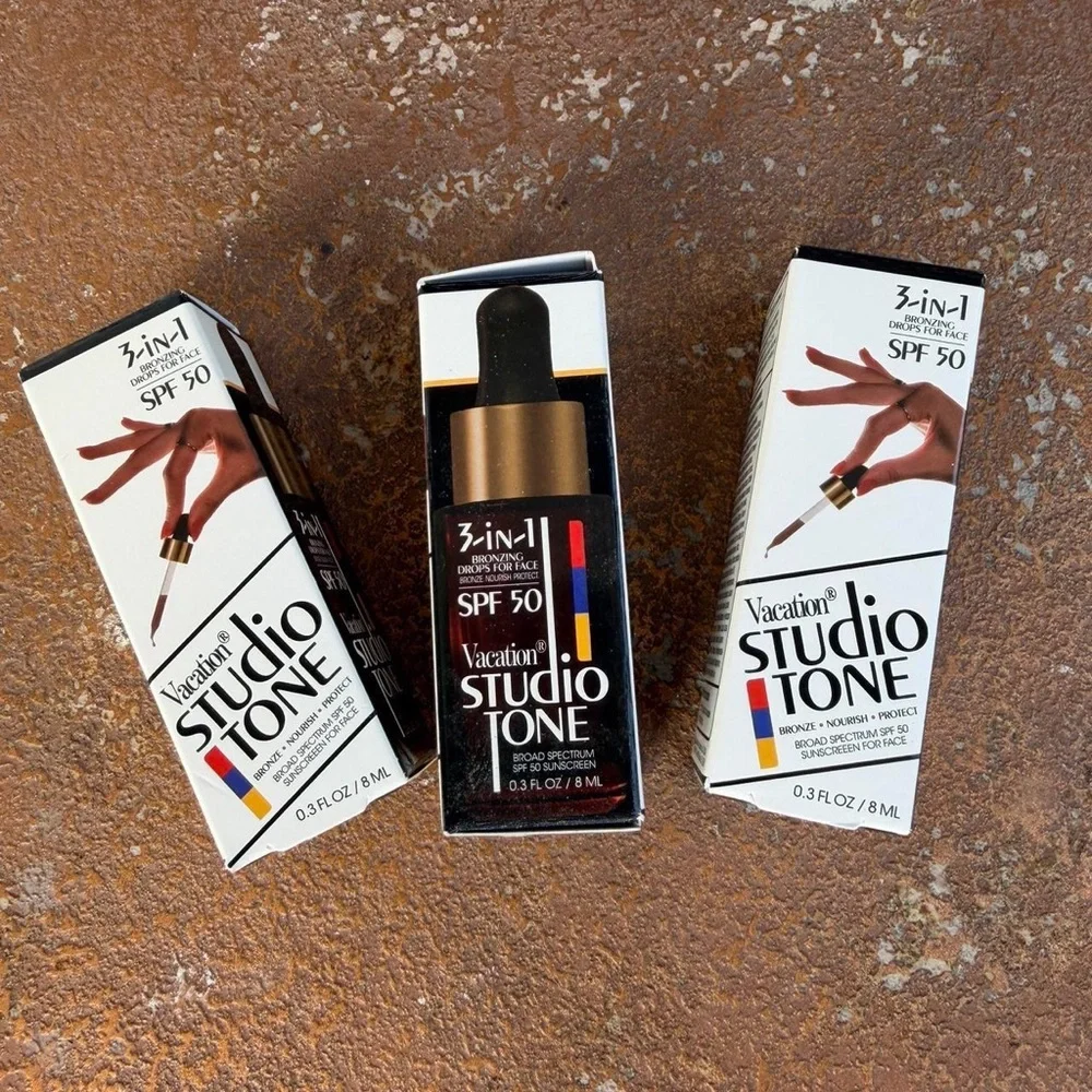 Studio Tone 3-in-1 Bronzing Drops for Face SPF 50/ 3 travel size bottle total